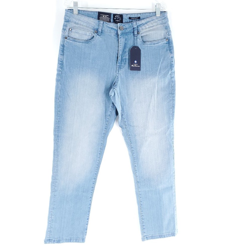 Ben Sherman Women Jean Cotton Straight Fit Stretch High Rise Blue Size 32x30 NWT